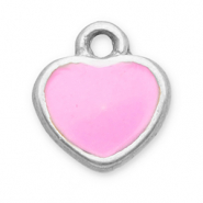 Breloques en acier Inox cœur Argenté-rose