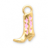 Breloques en acier Inox botte de cow-boy Doré-rose