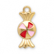 Breloques en acier Inox bonbon Doré-rouge-rose