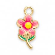 Breloques en acier Inox fleur Doré-rose clair-jaune