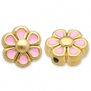 Perles en acier Inox fleur Doré-rose clair-blanc