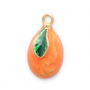 Breloques en acier Inox kumquat Doré-orange-vert