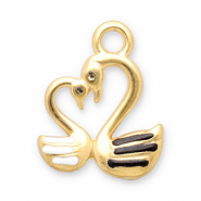 Breloques en acier Inox cygne Doré-noir-blanc