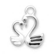 Breloques en acier Inox cygne Argenté-noir-blanc