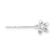 Accessoires pour cheveux epingle à cheveux fleur avec imitations perle Argenté-blanc