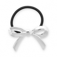 Accessoires pour cheveux &eacute;lastique &agrave; cheveux avec m&eacute;tal n&oelig;ud Argent&eacute;-noir