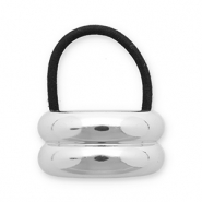 Accessoires pour cheveux &eacute;lastique &agrave; cheveux avec m&eacute;tal Argent&eacute;-noir