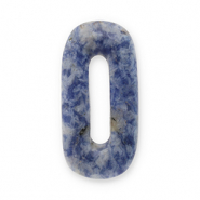 Pierres naturelles pendentifs Sodalite et Microcline ovale Bleu-blanc