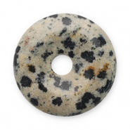 Pierres naturelles pendentifs Jaspe Dalmatien donut 16mm Greige-noir-marron