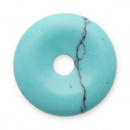 Pierres naturelles pendentifs Turquoise donut 16mm Turquoise