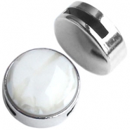 Poussoir en metal DQ Cuoio avec serti pour 20mm cabochon Argent&eacute;