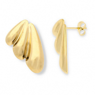 Boucles d'oreilles / puces en acier Inox Dor&eacute;