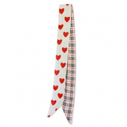 Bandana foulard avec cœur/le motif rhombe Rose pêche-rouge-blanc