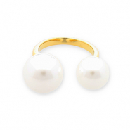 Bagues en acier Inox perles Doré-blanc