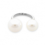 Bagues en acier Inox perles Argenté-blanc