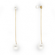 Boucles d'oreilles / puces en acier Inox avec imitations perles Doré