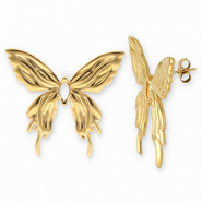 Boucles d'oreilles / puces en acier Inox papillon Doré