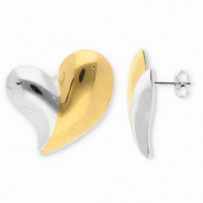 Boucles d'oreilles / puces en acier Inox cœur Doré-argenté