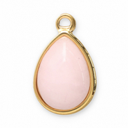 Breloques en acier Inox pierre naturelle goutte Doré-rose