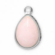 Breloques en acier Inox pierre naturelle goutte Argenté-rose