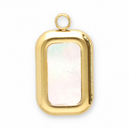 Breloques en acier Inox coquillage rectangle Doré-blanc