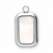 Breloques en acier Inox coquillage rectangle Argenté-blanc