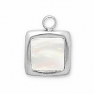 Breloques en acier Inox coquillage carré Argenté-blanc