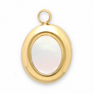 Breloques en acier Inox coquillage ovale Doré-blanc