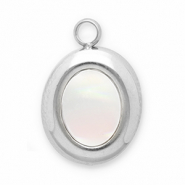 Breloques en acier Inox coquillage ovale Argenté-blanc