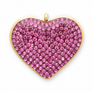 Breloques en acier Inox cœur Doré-rose foncé