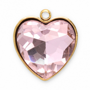 Breloques en acier Inox facettée cœur Doré-rose