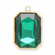 Breloques en acier Inox facettée rectangle Doré-vert foncé