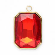 Breloques en acier Inox facettée rectangle Doré-rouge