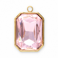 Breloques en acier Inox facettée rectangle Doré-rose