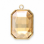 Breloques en acier Inox facettée rectangle Doré-champagne