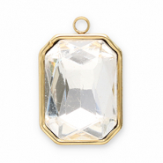 Breloques en acier Inox facettée rectangle Doré-cristal