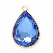 Breloques en acier Inox facettée goutte Doré-bleu foncé