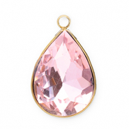 Breloques en acier Inox facettée goutte Doré-rose