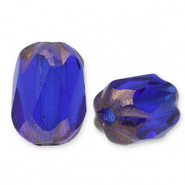 Perles tchèques FPB ovale 6x4mm Dark sapphire-bronze