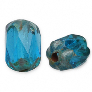 Perles tchèques FPB ovale 6x4mm Aqua-dark travertin
