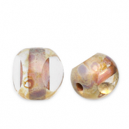 Perles tchèques FPB rond 6mm Crystal-dark travertin