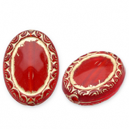 Perles acryliques ovale Rouge-doré