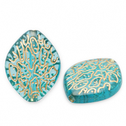 Perles acryliques Bleu sarcelle-doré