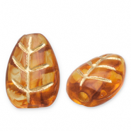 Perles acryliques feuille Marron cognac-doré