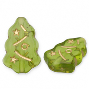 Perles acryliques sapin de Noël Vert olive-doré