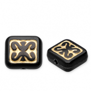 Perles acryliques rectangle Noir-doré