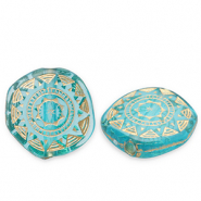 Perles acryliques disque irrégulier Bleu sarcelle-doré