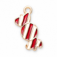 Breloques en métal bonbon Rouge-blanc-doré