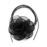 Ras de cou fleur en organza Noir