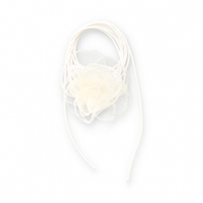 Ras de cou fleur en organza Blanc cassé